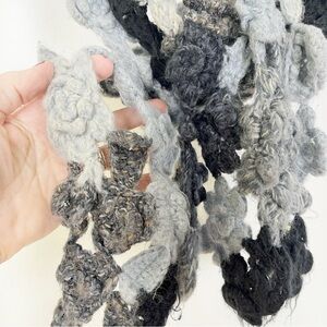 Lucky Brand Chunky‎ Lace Knit Scarf in Gray and Black